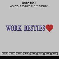 Work Text Embroidery File 6 sizes