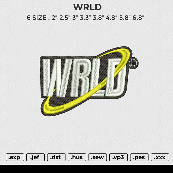 WRLD 060125 Embroidery File 6 size