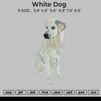 White Dog Embroidery File 4 size