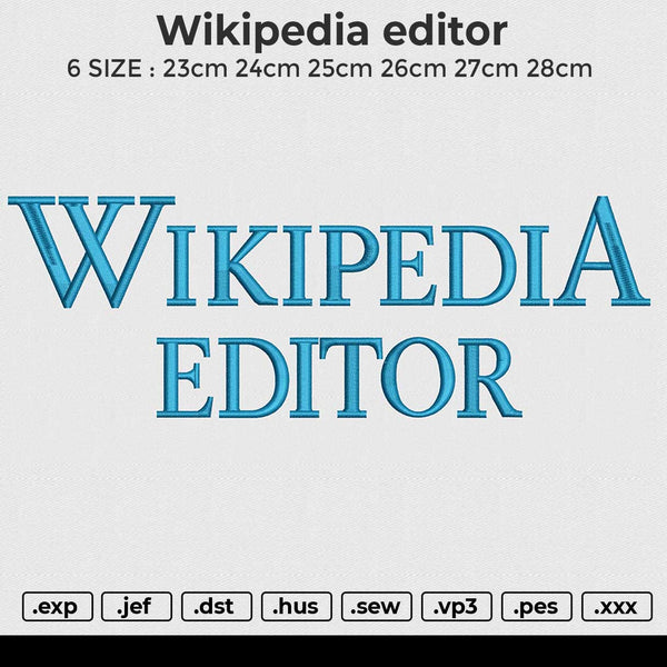 Wikipedia editor Embroidery File 6 size