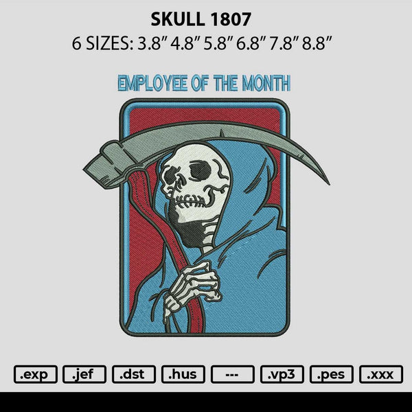 Skull1807 Embroidery File 6 size