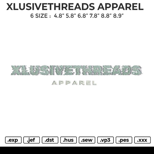 XLUSIVETHREADS APPAREL Embroidery File 6 size
