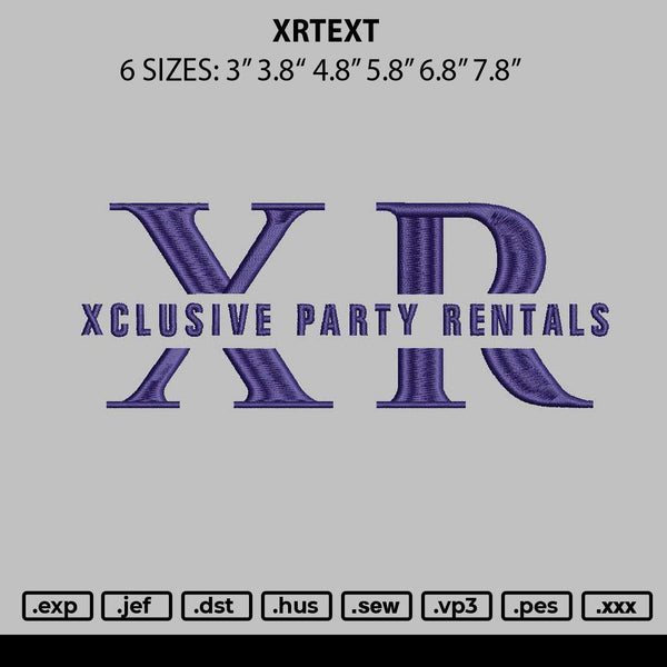Xrtext Embroidery File 6 sizes
