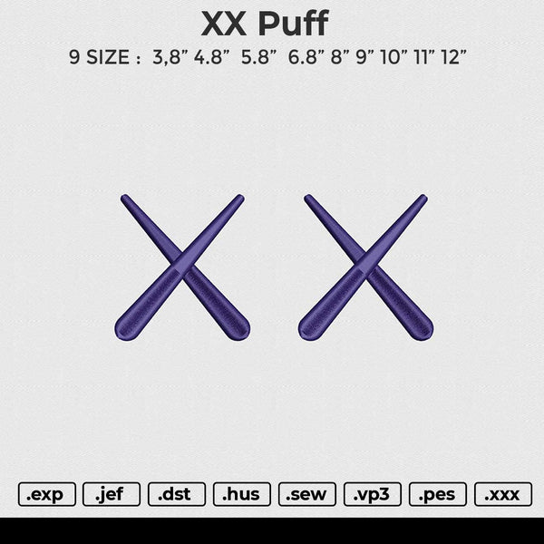 XX Puff Embroidery File 6 size