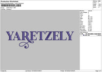 Yaretzelytext Embroidery File 6 sizes