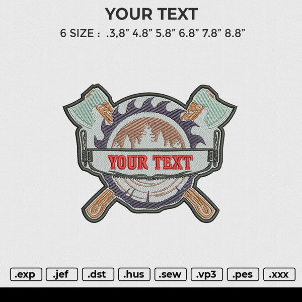 YOUR TEXT Embroidery File 6 size