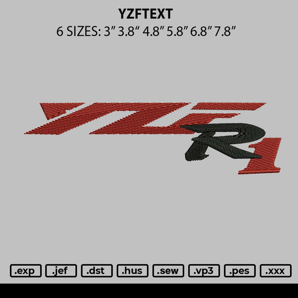 Yzftext Embroidery File 6 sizes