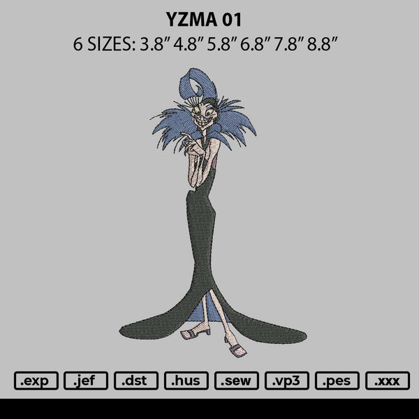 Yzma 01 Embroidery File 6 sizes