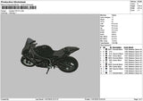 Black Motorcycle 1107 Embroidery File 6 sizes