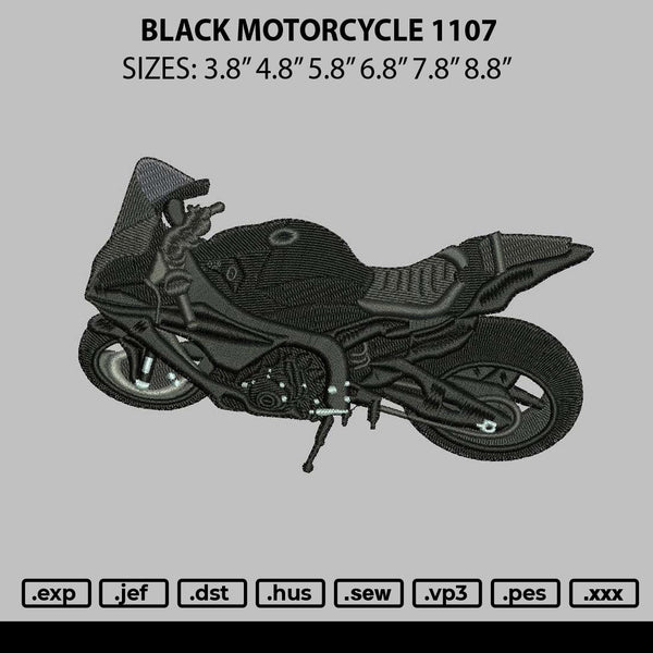 Black Motorcycle 1107 Embroidery File 6 sizes