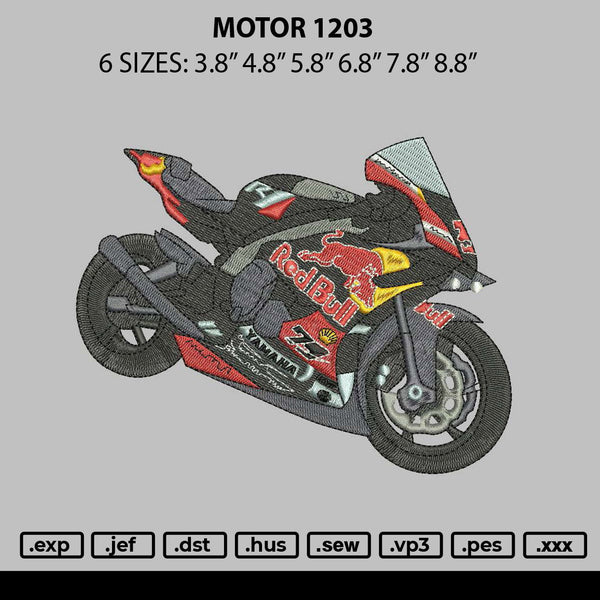 Motor 1203 Embroidery File 6 sizes