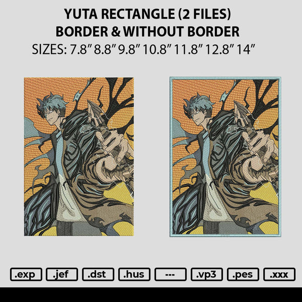 Yuta Rectangle Embroidery File 6 sizes