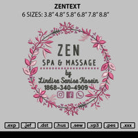 Zen Text Embroidery File 6 sizes