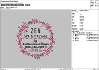 Zen Text Embroidery File 6 sizes