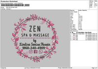 Zen Text Embroidery File 6 sizes