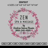 Zen Text Embroidery File 6 sizes