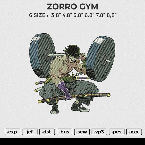 ZORRO GYM Embroidery File 6 sizes
