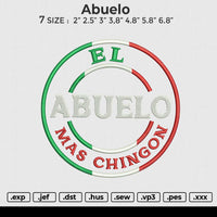 Abuelo Embroidery File 4 size