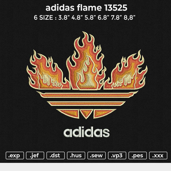 Adidas Flame 13525 Embroidery File 6 size