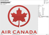 Air Canada Embroidery File 6 size