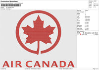 Air Canada Embroidery File 6 size