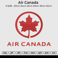 Air Canada Embroidery File 6 size
