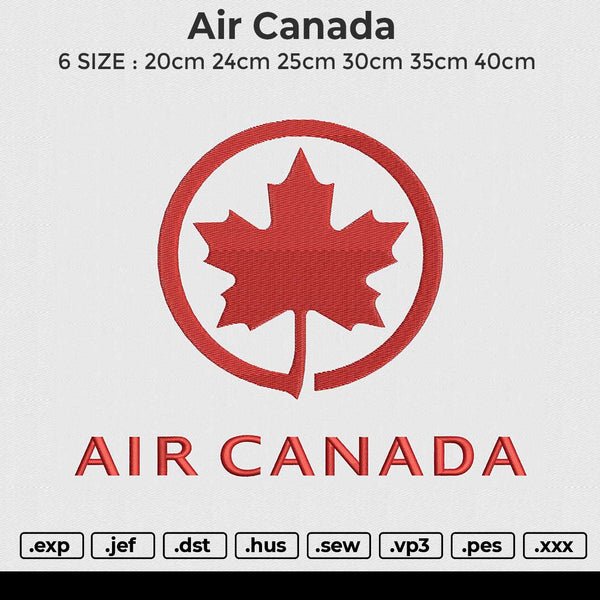 Air Canada Embroidery File 6 size