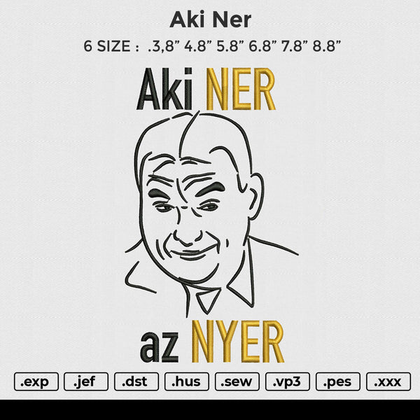 Aki NER Embroidery File 6 size