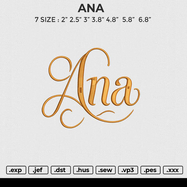 ANA Embroidery File 6 size