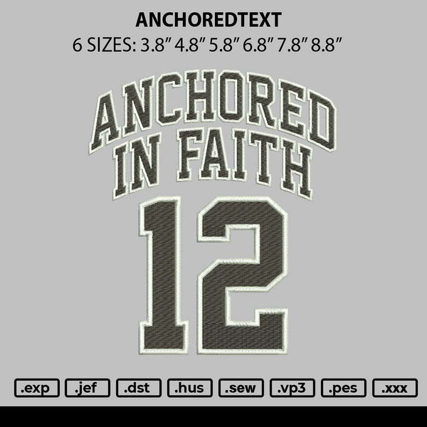 Anchoredtext Embroidery File 6 sizes