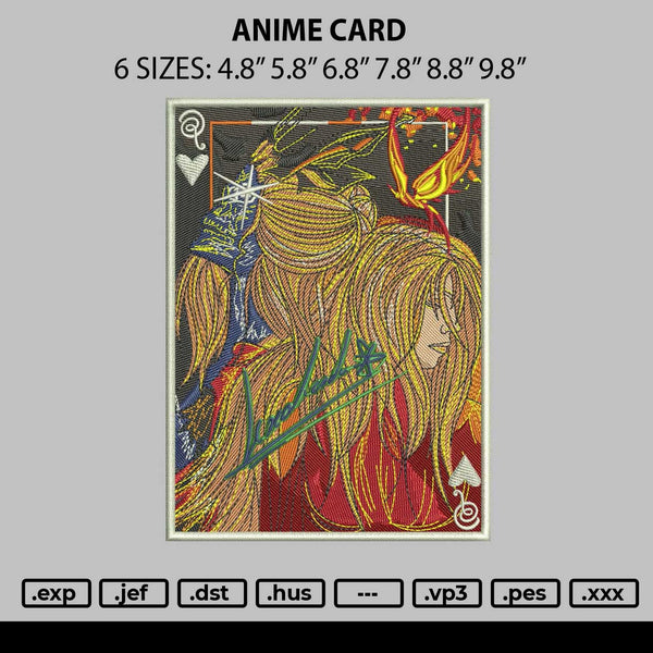 Anime Card Embroidery File 6 sizes