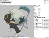 Shinji Ikari sit down anime 004 Embroidery File 6 size