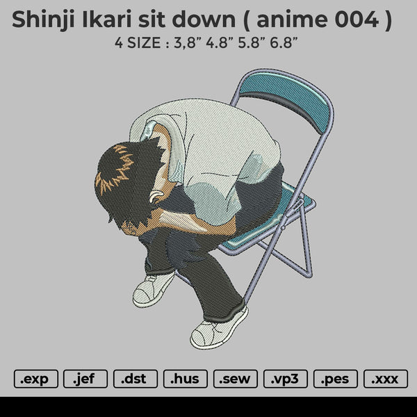Shinji Ikari sit down anime 004 Embroidery File 6 size