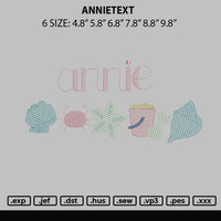 Annietext Embroidery File 6 sizes