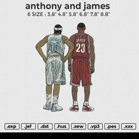 anthony and james Embroidery File 6 size
