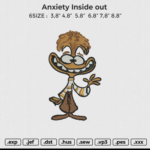 Anxiety Inside Out Embroidery File 6 size