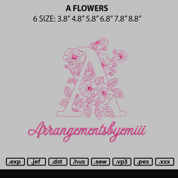 A Flowers Embroidery File 6 sizes