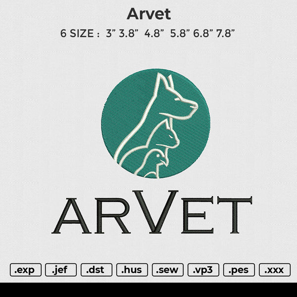 Arvet Embroidery File 6 size