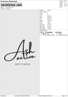 Ash Active Embroidery File 6 size