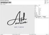 Ash Active Embroidery File 6 size