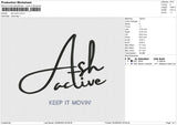 Ash Active Embroidery File 6 size