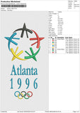 Atlanta 1996 Embroidery File 6 size