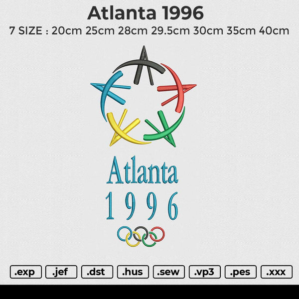 Atlanta 1996 Embroidery File 6 size