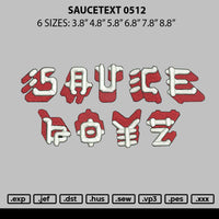 Saucetext 0512 Embroidery File 6 sizes