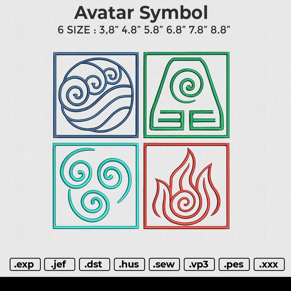 Avatar Symbol Embroidery File 6 size