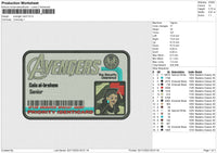 Avenger Card Embroidery File 6 size