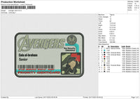 Avenger Card no face Embroidery File 6 size