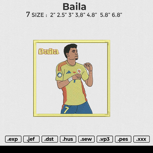 Baila Embroidery File 6 size