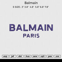 Balmain Embroidery File 6 size