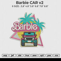 Barbie CAR v2 Embroidery File 6 sizes